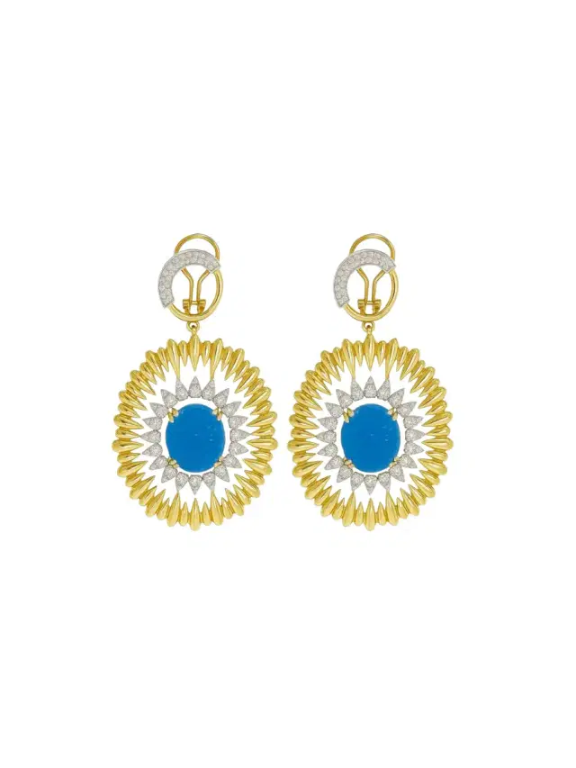 Wish Fine Jewelry 14KY_SAPPHIRE CARVED:13.11CT_D:3.36CT_19 GR
