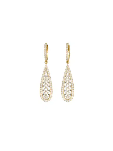 Wish Fine Jewelry 2.00ct Diamond 14K Gold Drop Hoop Earrings | Thumbnail 1 Wish Fine Jewelry 2.00ct Diamond 14K Gold Drop Hoop Earrings | Thumbnail 1