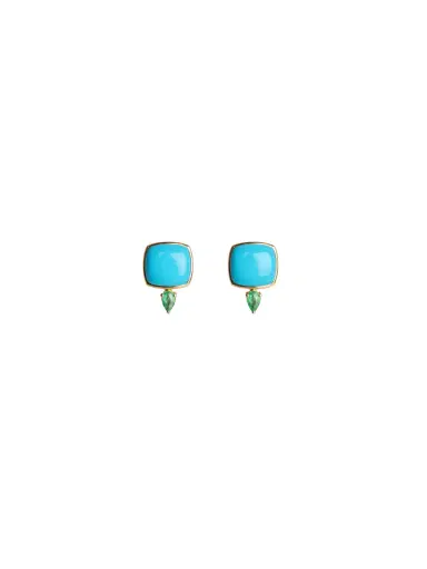 Wish Fine Jewelry 7.60ct Emerald Turquoise 18K Gold Spike Stud Earrings | Thumbnail 1 Wish Fine Jewelry 7.60ct Emerald Turquoise 18K Gold Spike Stud Earrings | Thumbnail 1