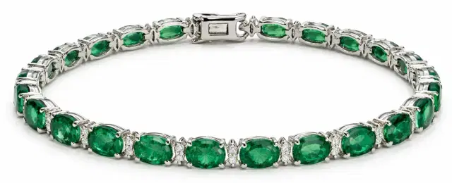 Wish Fine Jewelry 8.6ct Emerald Diamond 18K Gold Tennis Bracelet