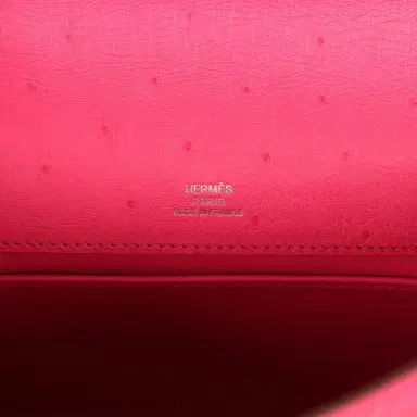HERMÈS Hermes Kelly Pochette Rose Tyrien Ostrich Palladium Hardware | Thumbnail 7