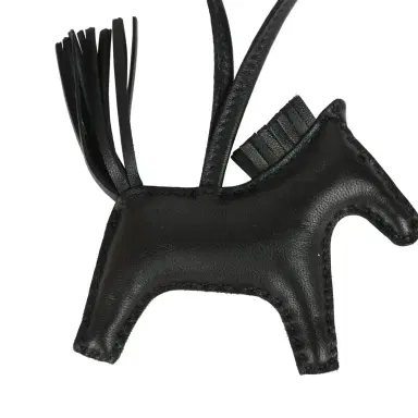 HERMÈS Hermes Rodeo Rock Bag Charm PM Black Milo Lambskin Palladium Hardware | Thumbnail 5 HERMÈS Hermes Rodeo Rock Bag Charm PM Black Milo Lambskin Palladium Hardware | Thumbnail 5