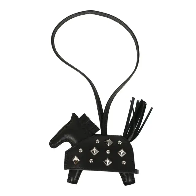 Hermes Rodeo Rock Bag Charm PM Black Milo Lambskin Palladium Hardware