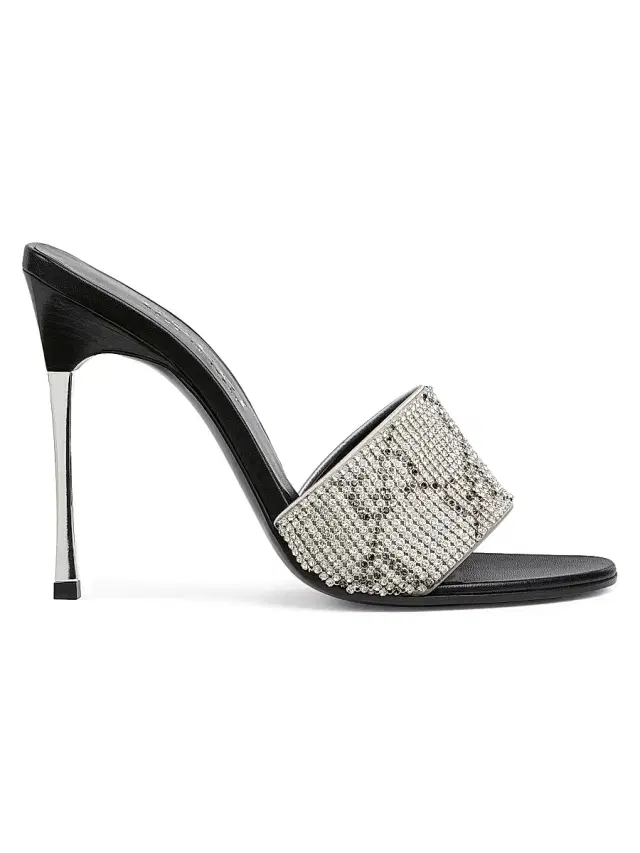 Gucci Women's Trinity 1MM Crystal Mesh Sandals - Light Grey