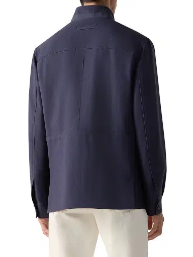 Zegna Men's Cotton and Hemp Chore Coat - Dark Indigo Blue | Thumbnail 3 Zegna Men's Cotton and Hemp Chore Coat - Dark Indigo Blue | Thumbnail 3