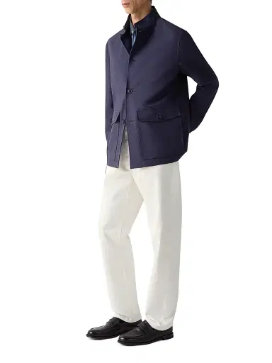Zegna Men's Cotton and Hemp Chore Coat - Dark Indigo Blue | Thumbnail 6 Zegna Men's Cotton and Hemp Chore Coat - Dark Indigo Blue | Thumbnail 6