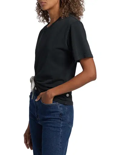 AREA Women's Crystal Knot Cotton T-Shirt - Washed Black | Thumbnail 4