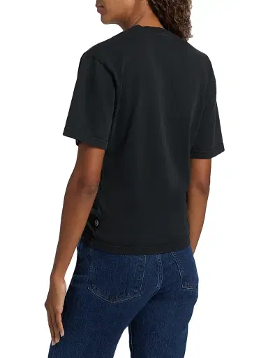 AREA Women's Crystal Knot Cotton T-Shirt - Washed Black | Thumbnail 5