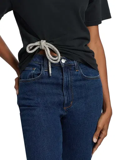 AREA Women's Crystal Knot Cotton T-Shirt - Washed Black | Thumbnail 6