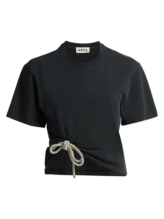 Women's Crystal Knot Cotton T-Shirt - Washed Black