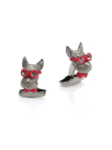 Tateossian Men's Scottish Terrier Cufflinks - Red | Thumbnail 1