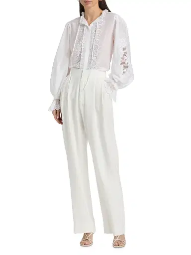 Kobi Halperin Women's Lacey Embroidered Cotton-Silk Blouse - White - Size XL | Thumbnail 2 Kobi Halperin Women's Lacey Embroidered Cotton-Silk Blouse - White - Size XL | Thumbnail 2