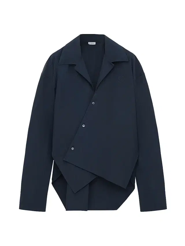 Women's Asymmetric Cotton Shirt - Dark Navy