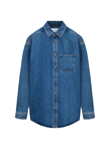 Loewe Men's Anagram Denim Overshirt - Mid Blue Denim - Size 44 | Thumbnail 1 Loewe Men's Anagram Denim Overshirt - Mid Blue Denim - Size 44 | Thumbnail 1