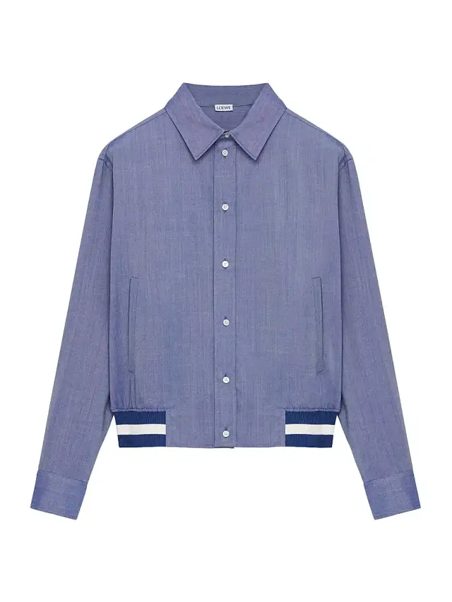 LOEWE Men's Wool-Blend Striped-Hem Jacket - Blue