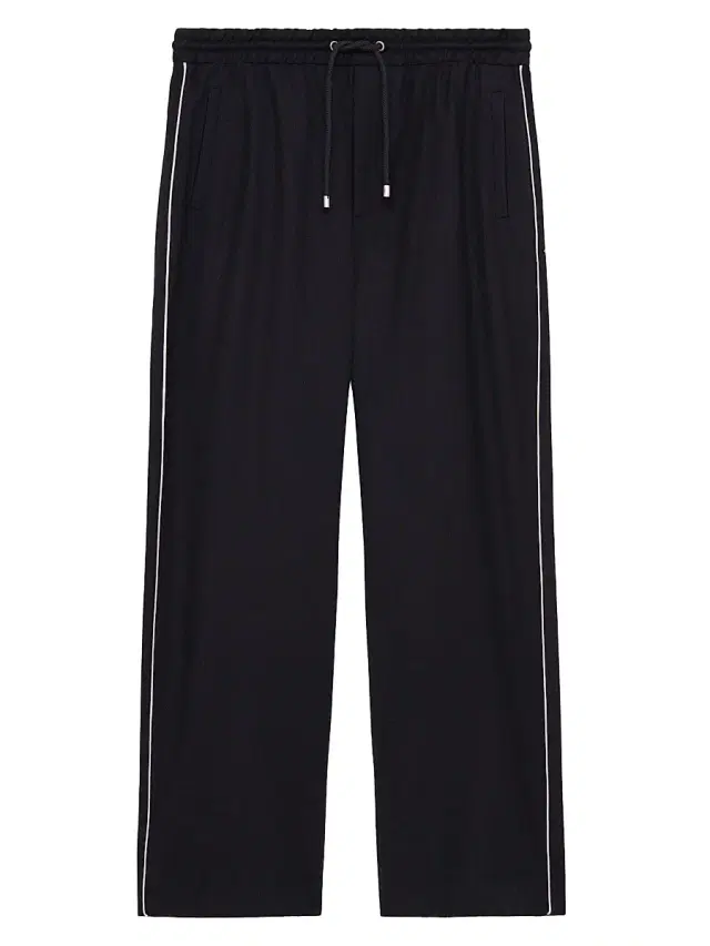 Men's Wool-Blend Drawstring Trousers - Navy Grey