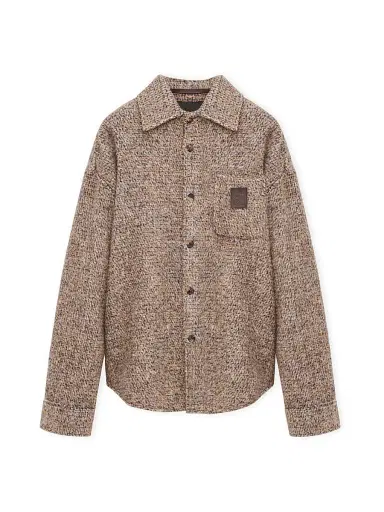 Loewe Men's Knitted Button-Front Overshirt - Beige Blue Melange - Size 44 | Thumbnail 1