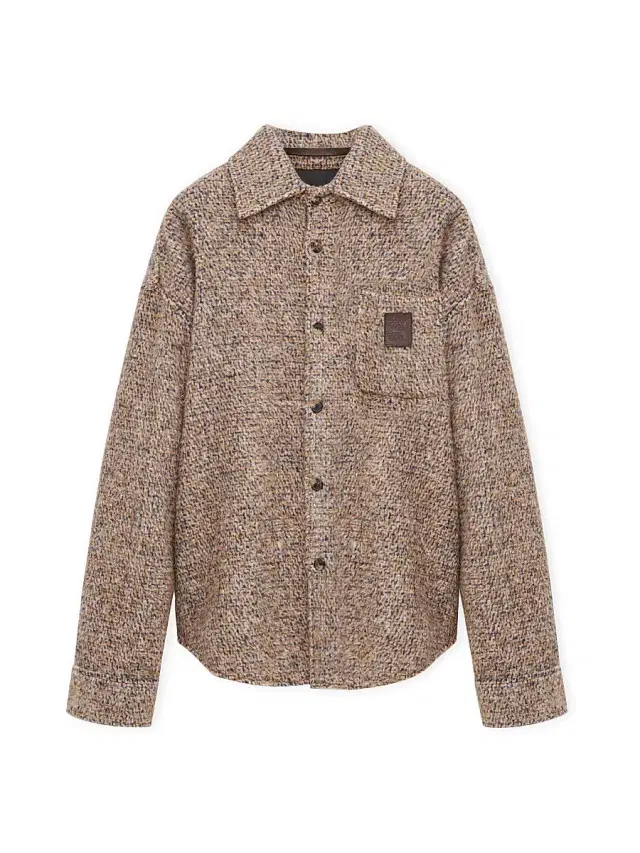 LOEWE Men's Knitted Button-Front Overshirt - Beige Blue Melange
