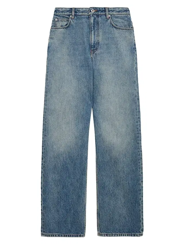LOEWE Women's Anagram Wide-Leg Jeans - Washed Denim