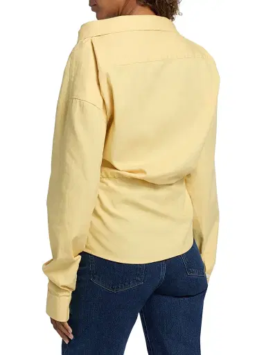 AREA Women's Satin-Knotted Cotton Oxford Shirt | Thumbnail 5