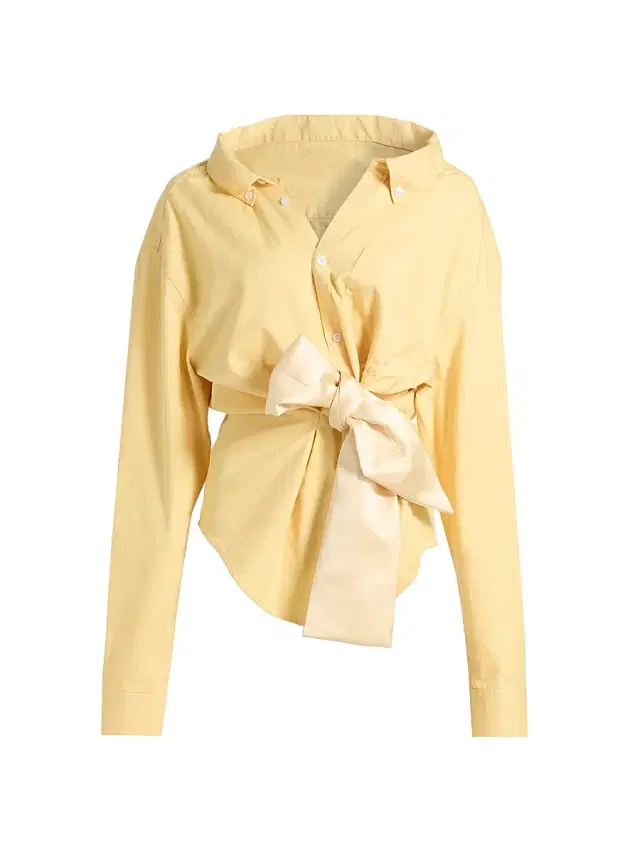 AREA Women's Satin-Knotted Cotton Oxford Shirt - Light Yellow