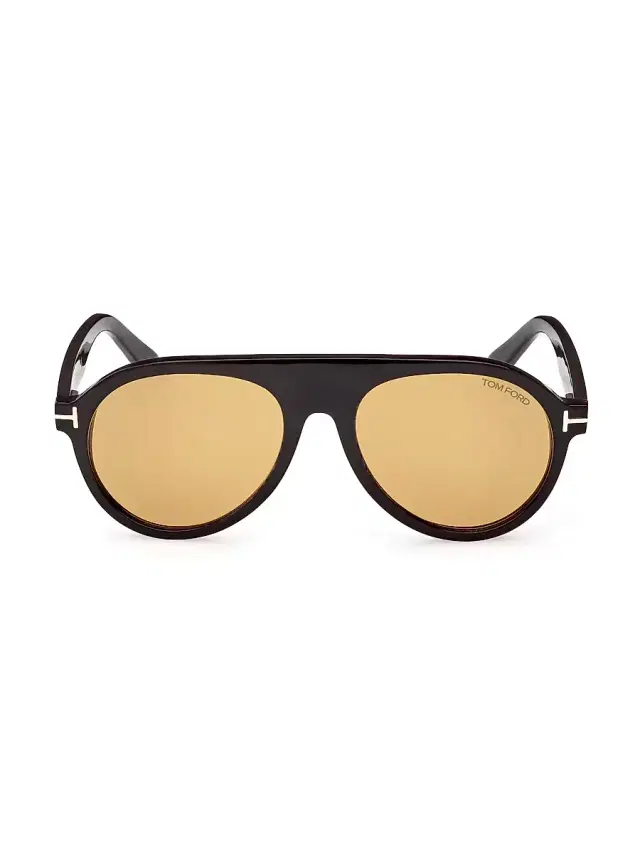 Men's 54MM Pilot Sunglasses - Black Brown