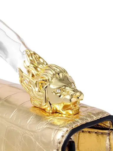 ALEXIS BITTAR Women's Lioness Croc-Embossed Leather Top Handle Bag - Gold | Thumbnail 7