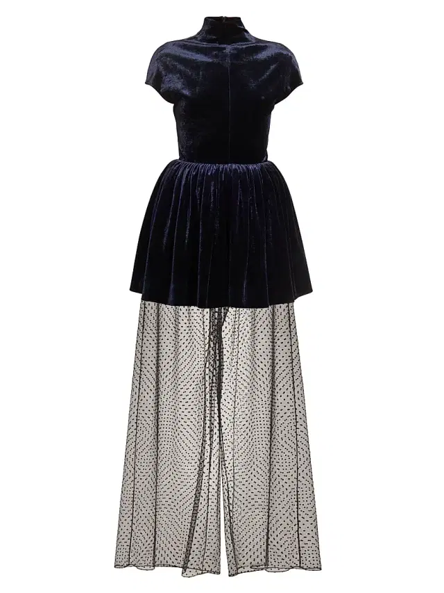 ALAIA Women's Layered Velvet Minidress - Minuit