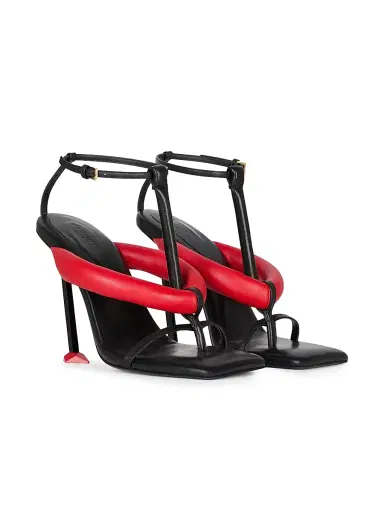 Givenchy Women's Boudoir Bicolor Heeled Thongs in Nappa Leather - Black Red | Thumbnail 2