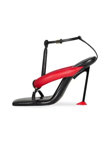 Givenchy Women's Boudoir Bicolor Heeled Thongs in Nappa Leather - Black Red | Thumbnail 3