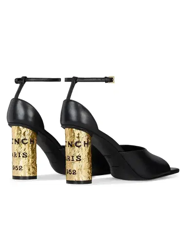 Givenchy Women's Tape Heel Sandals in Leather - Black | Thumbnail 4