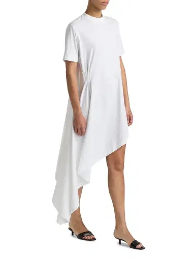 Loulou de Saison Women's Igari Asymmetric Pleated Dress - White | Thumbnail 2