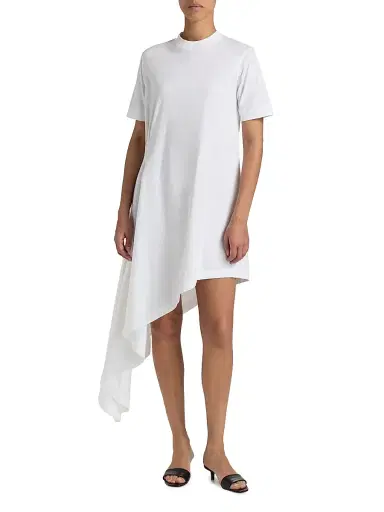 Loulou de Saison Women's Igari Asymmetric Pleated Dress - White | Thumbnail 3