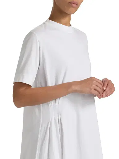 Loulou de Saison Women's Igari Asymmetric Pleated Dress - White | Thumbnail 6
