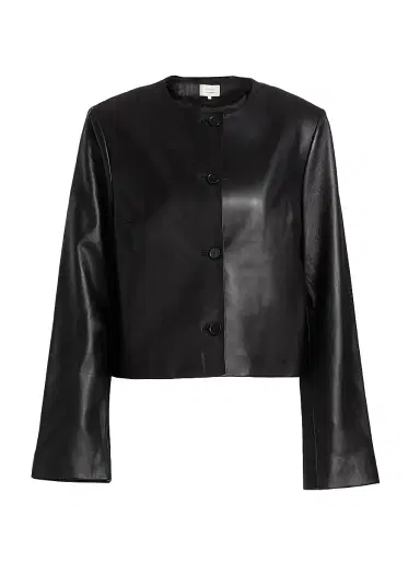 Loulou de Saison Women's Raho Leather Crop Jacket - Black - Size 0 | Thumbnail 1 Loulou de Saison Women's Raho Leather Crop Jacket - Black - Size 0 | Thumbnail 1