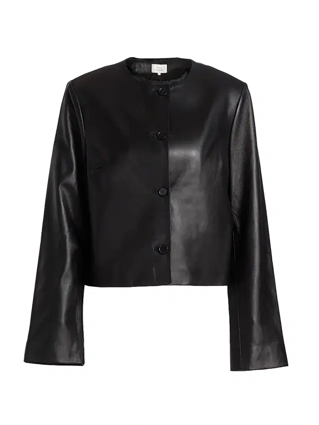 Women's Raho Leather Crop Jacket - Black