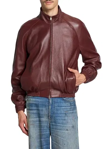 Acne Studios Men's Lokot Leather Bomber Jacket - Rum Brown | Thumbnail 3
