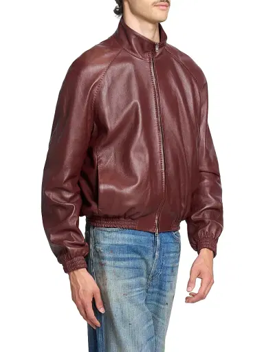 Acne Studios Men's Lokot Leather Bomber Jacket - Rum Brown | Thumbnail 4