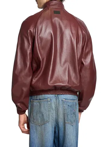 Acne Studios Men's Lokot Leather Bomber Jacket - Rum Brown | Thumbnail 5