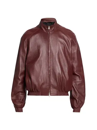 Acne Studios Men's Lokot Leather Bomber Jacket - Rum Brown | Thumbnail 1