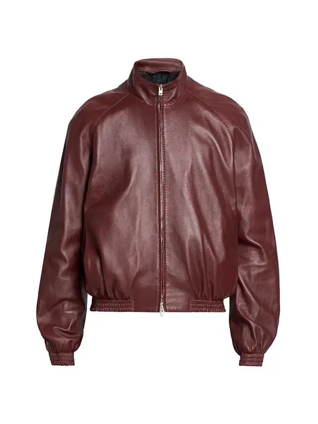 Men's Lokot Leather Bomber Jacket - Rum Brown