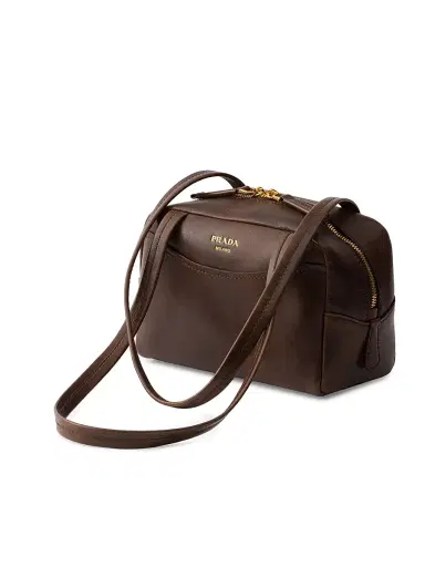 Prada Women's Carry Antiqued Mini Leather Top Handle Bag - Dark Brown | Thumbnail 2