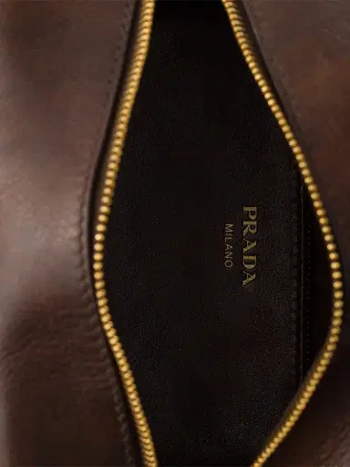 Prada Women's Carry Antiqued Mini Leather Top Handle Bag - Dark Brown | Thumbnail 5