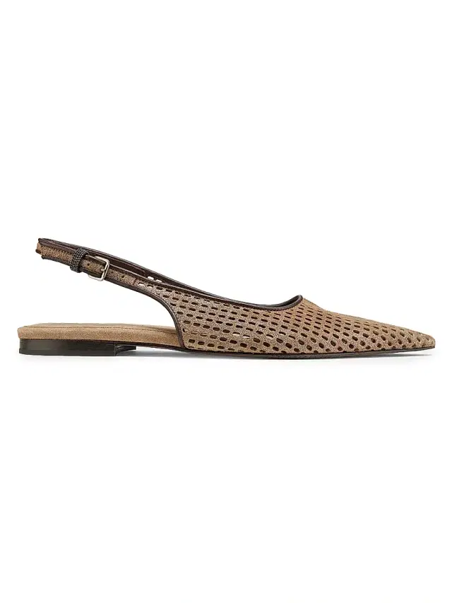Women's Perforated Laminated Suede Slingback Flats - Chestnut