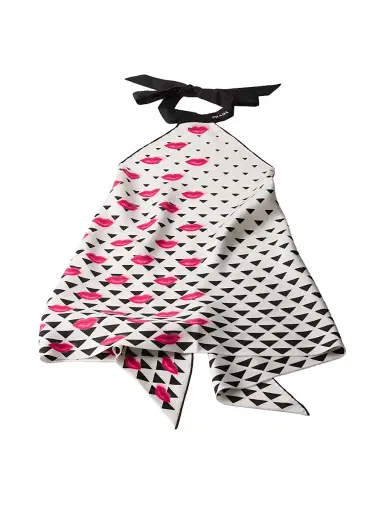 Prada Women's Printed Silk Twill Top - Black | Thumbnail 1
