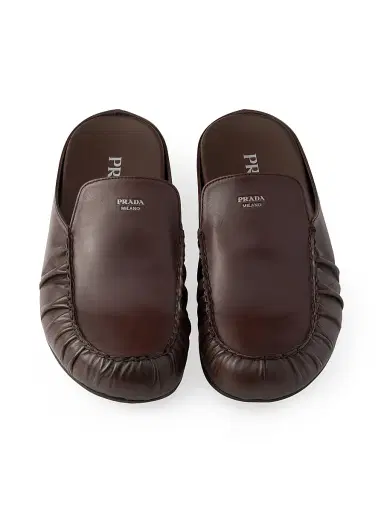 Prada Men's Leather Mules - Brown - Size 5 | Thumbnail 4