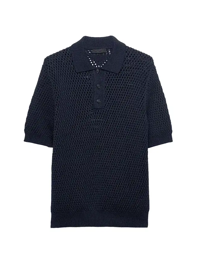 Prada Men's Linen and Cotton Polo Shirt - Blue