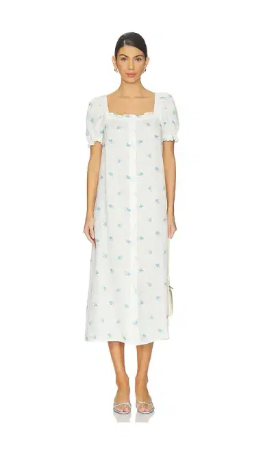 Sleeper Brigitte Linen Midi Dress | Thumbnail 2