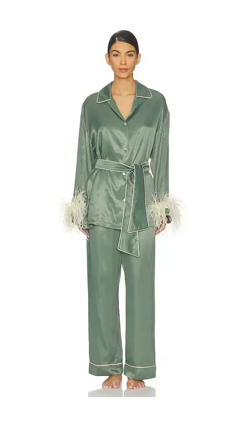 Miss Cat Belted Set With Detachable Feathers