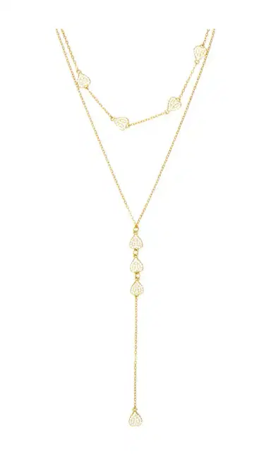 Mazin Jewels Pave Heart Lariat Necklace | Thumbnail 2